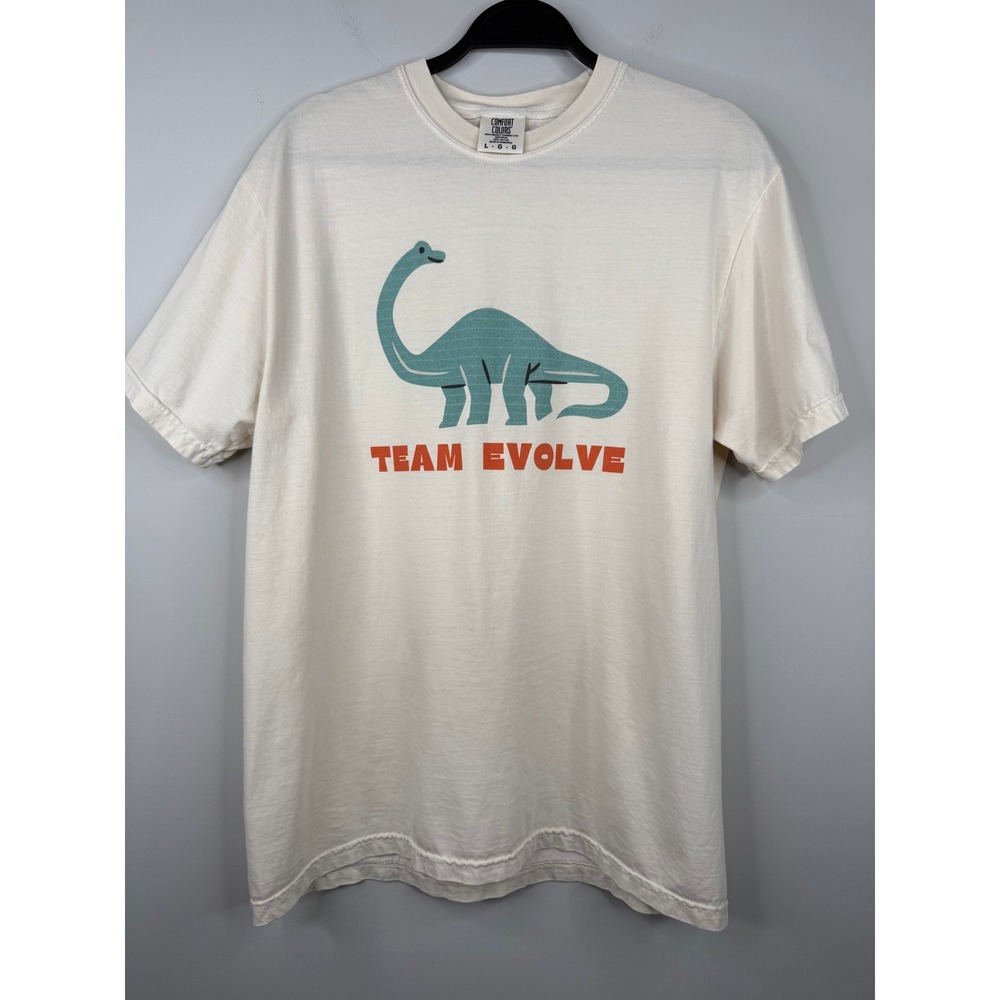 Comfort Colors Team Evolve Dinosaur Graphic T-Shirt Ivory Large Brontosaurus